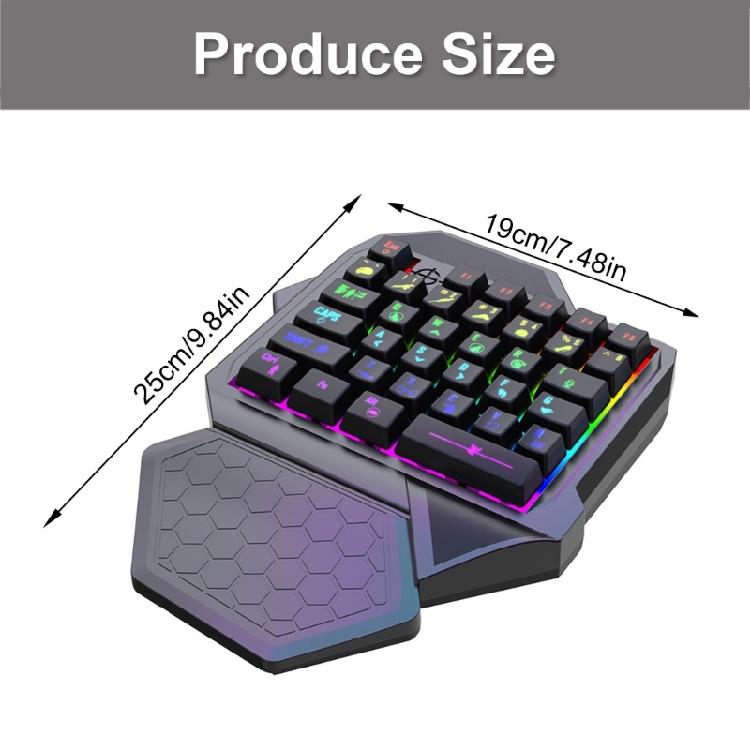 One Handed Professional Gaming Keyboard LED 35 Keys Mini Cord Mechanical Keyboard for PC Gamer Ergonomic Wrist Rest