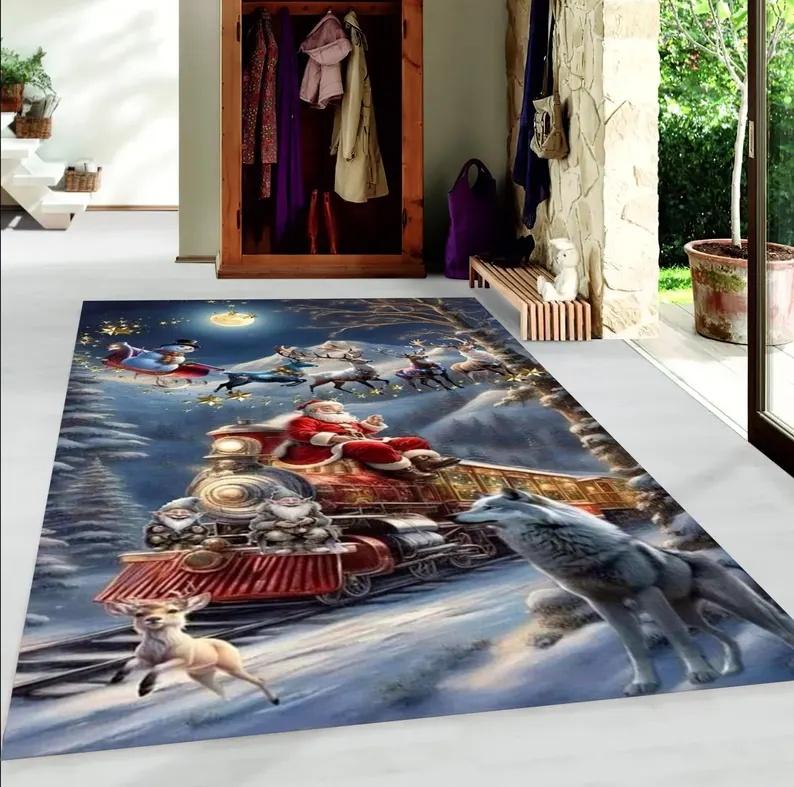 

Santa Carpet Living Room Decoration Sofa Table Large Area Carpet Bedroom Bed Head Non-Slip Foot Mat Home Decoration 40x60cm Flannel