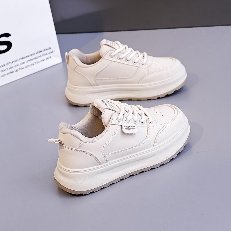 2025 Spring Little White Shoes New Korean Version Ins Female Students Platform Heightening Sports Board Shoes Casual Street Shooting Q5615