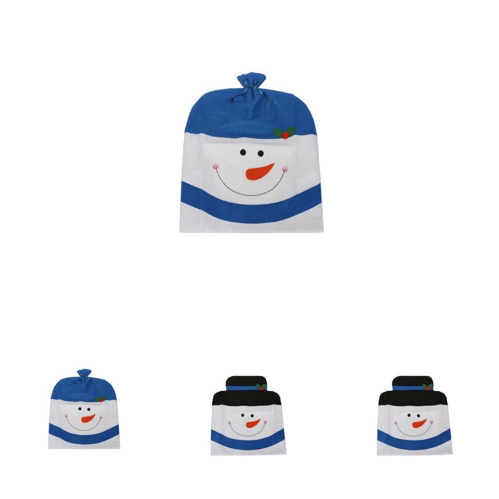 Christmas Chair Cover Set With Snowman Design For Holiday Home Decor