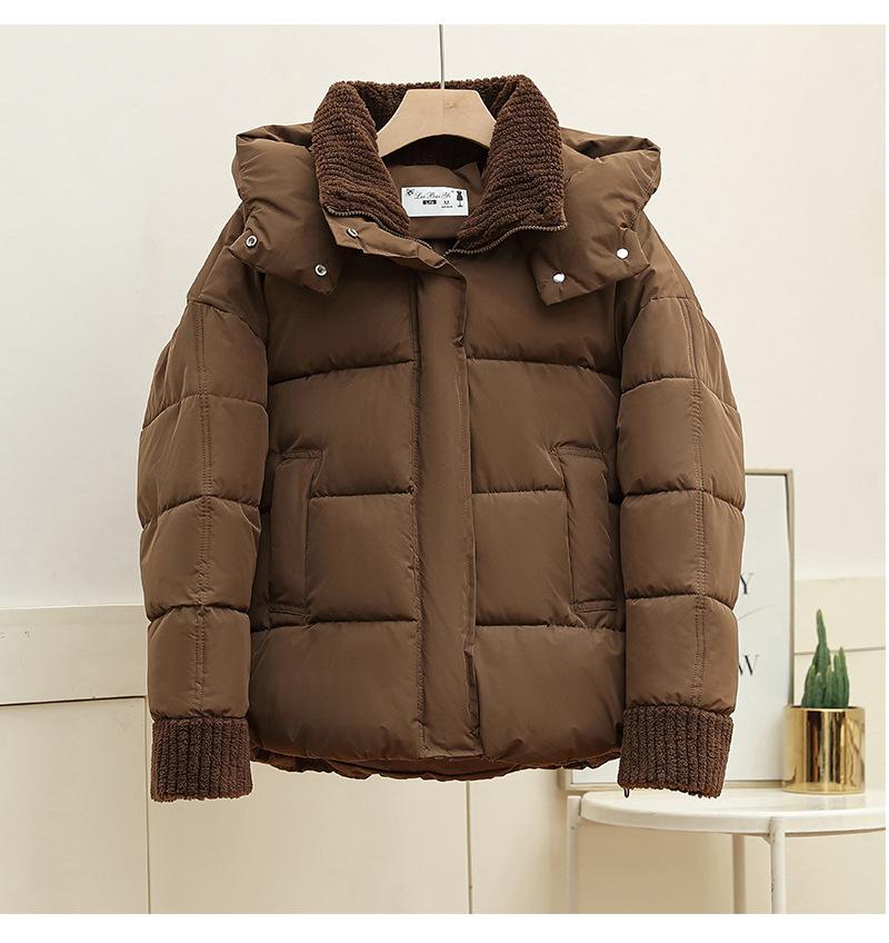 Splicing Cotton Clothes Women's Short Cuffs Splicing Lamb Wool Splicing 2025 New Winter Jacket