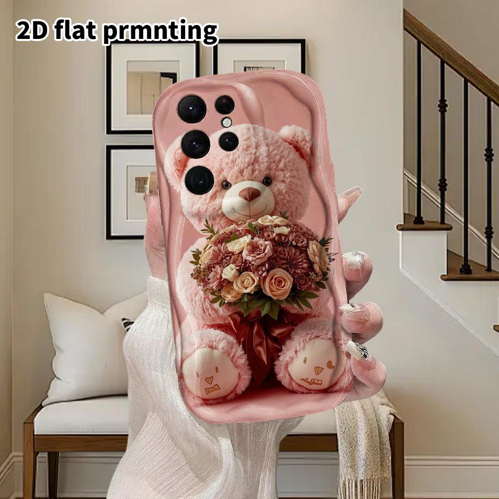 Phone Case: 2D Flat Samsung Galaxy A34 A35 M05 M06 S20 S22 S21 FE Plus 5G Protective Case, Couple Style, Holding Flower Plush, Christmas and Halloween