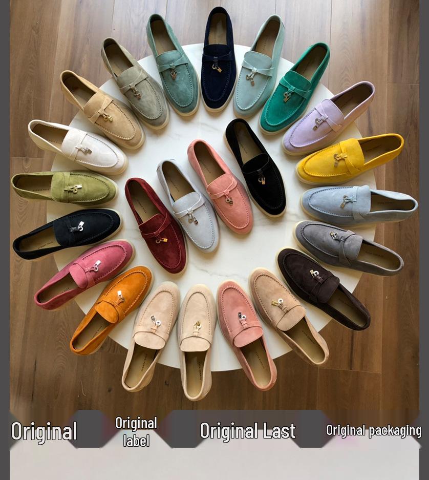Europeiska & Amerikanska Mockasiner i Kohud - Mjuk Sula Brittisk Stil Slip-on Dam Casual Skor