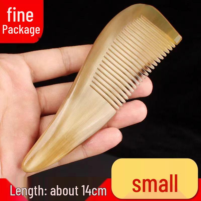 Natural Yak Horn Comb for Long, Curly, Thick Hair - Anti-Static, Anti-Hair Loss, Large Wooden Massage Comb