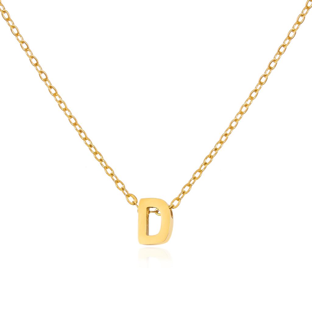 Simple Stainless Steel A-Z Initial Letter Necklaces for Women 26 Alphabet Pendant Clavicle Chain Choker Birthday Party Jewelry