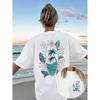 Double-sided Print Women's Spring/summer Fashion T-shirt, Casual and Versatile, Vacation Style, Surfboard and Coconut Tree Print,