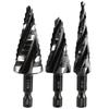 3PCS Spiral Step Drill Bit Set Metric Step Drill Bits High Speed Steel Step Drill Bit for Metal Plastic Wood Drilling Tool