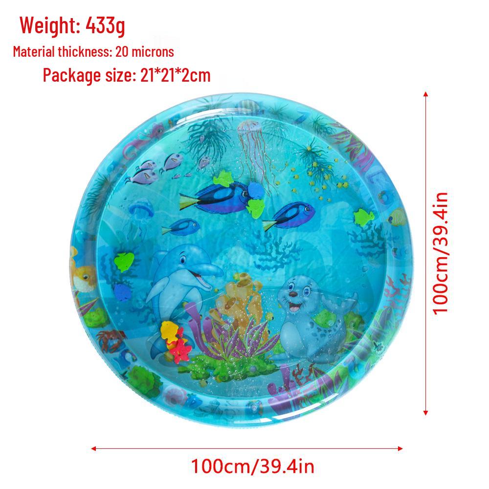Inflatable Round Pat-Pat Water Mat for Babies & Toddlers - Marine Life Crawling Play Mat