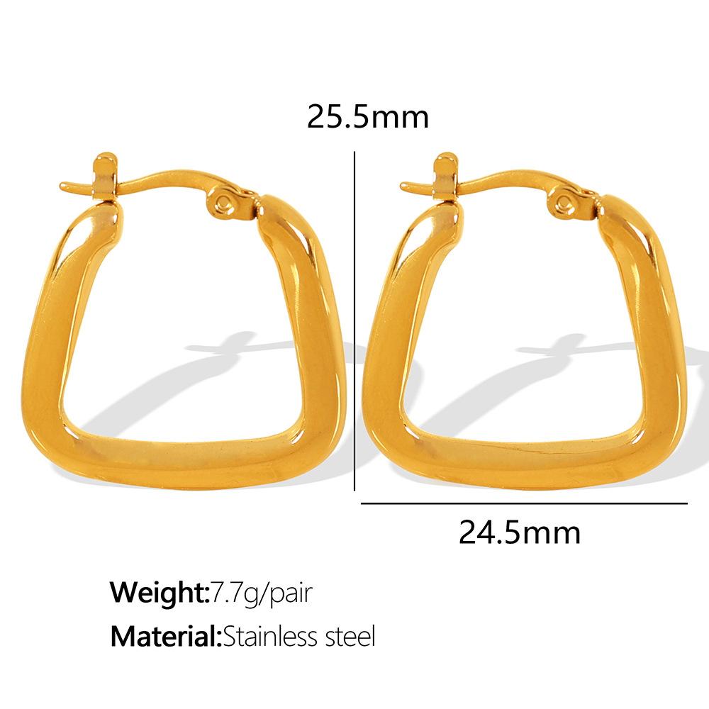 Light Luxury Personality Fashion Design High Sense Earrings Gold Plated Titanium Steel Geometric Zircon Inlaid Earrings