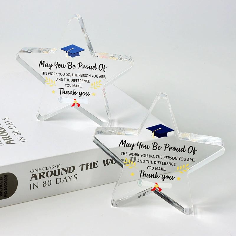 1pc Graduation Keepsake Ornament Heart/Star Shaped Acrylic Graduation Plaque Memorable Graduation Gift