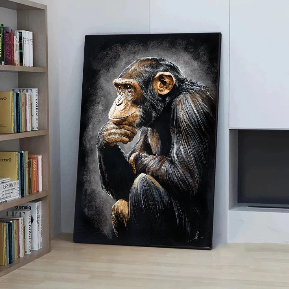 Animal Poster Posters Canvas Painting Wall Art Dark Funny Monkey Posters and Prints for Living Room Home Decoration