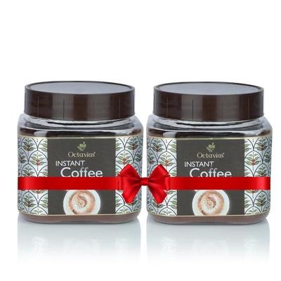 Octavius Premium Instant Coffee - 400Gm | Strong Blend of 75% Coffee & 25% Chicory | Smooth & Rich Aroma | Espresso, Latte & Cappuccino (200gm X 2)