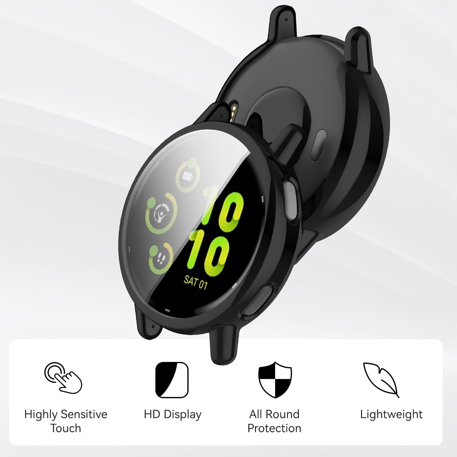 

Защитная пленка для корпуса Garmin Vivoactive 5, Мягкий ТПУ с покрытием, Бампер, Полностью закрывающая Тонкая Защитная крышка для Смарт-часов Garmin Vivoactive 5 Black&Black