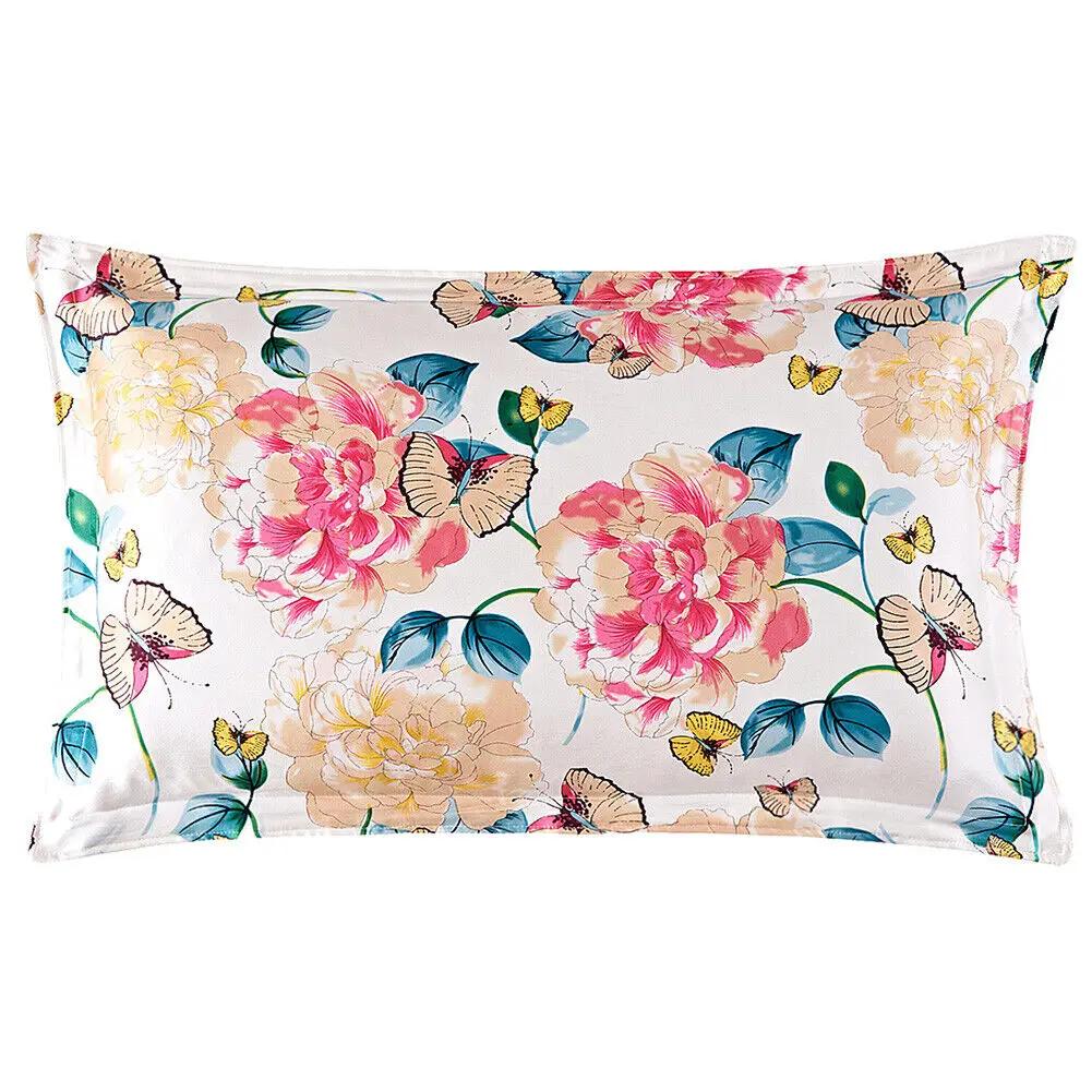 Pure Mulberry Silk Floral Pillowcase 25Momme Genuine Silk Retro Floral Pillowcover Home Cojines Soft Sofa Chair Coussin