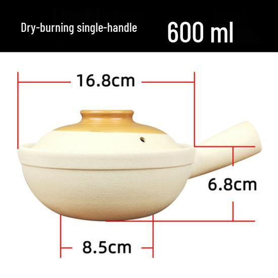 High-Temperature Resistant Unglazed Single-Handle Earthenware Clay Pot for Rice and Noodles
