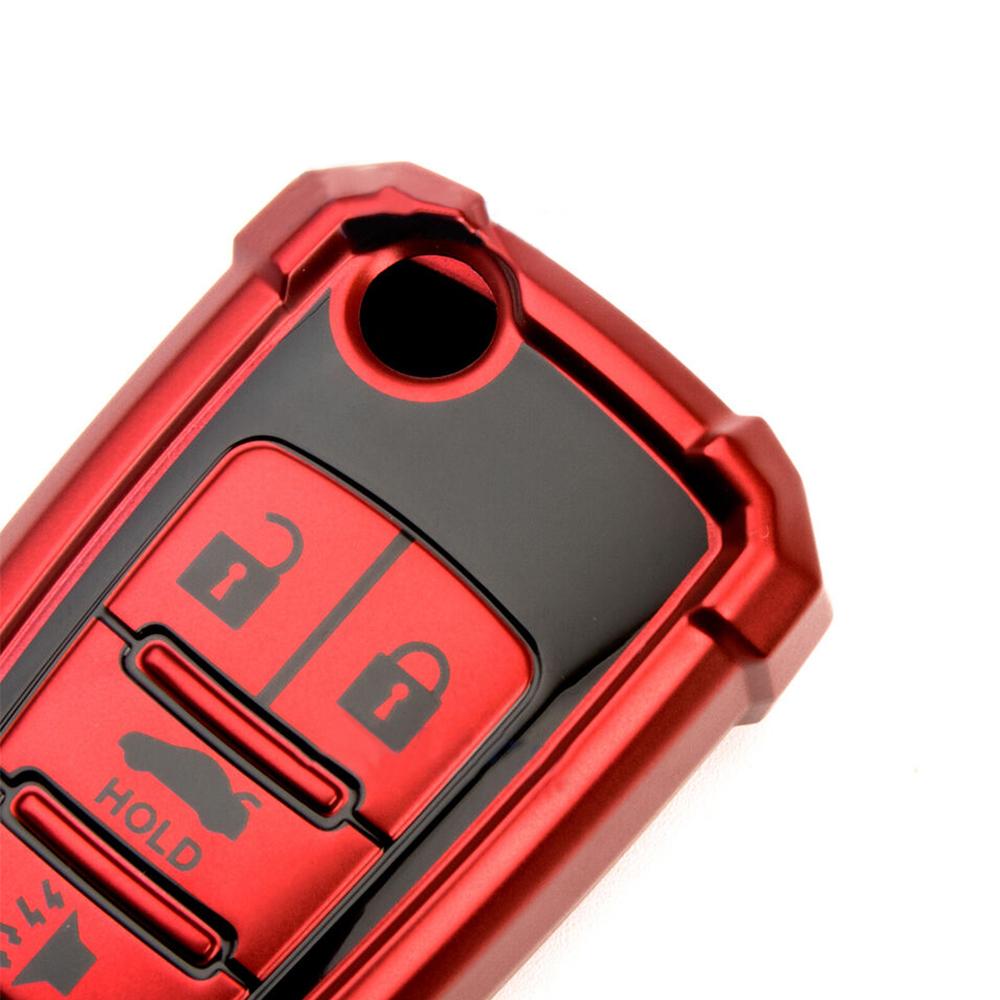 Tpu Folding Flip Key Cover Fob Case For Chevrolet Buick, Red