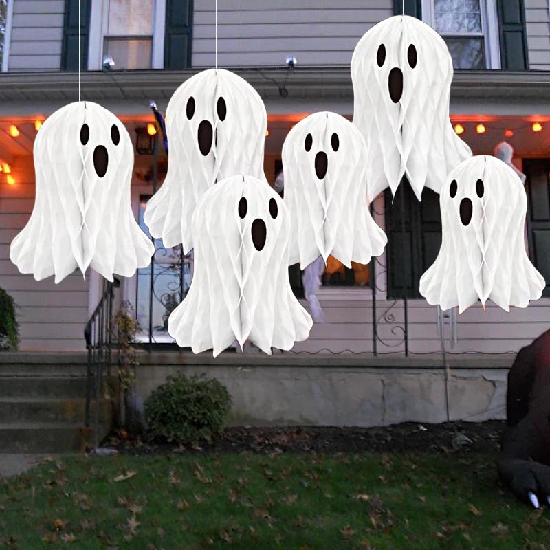 Halloween Ghost Hive DIY Hangings Atmosphere Props White Creative Design Paper Funny Handicrafts Hom Party Decoration Various Size