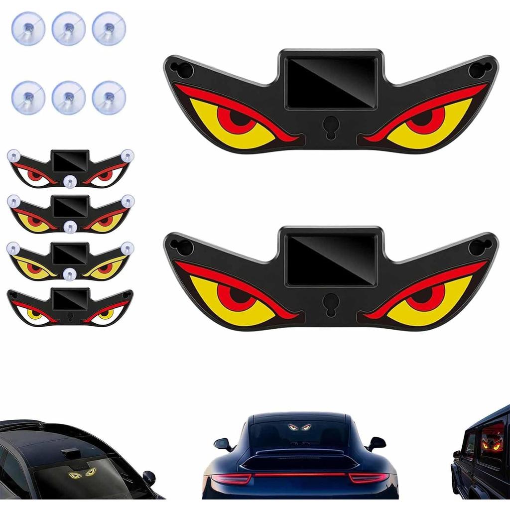 2pcs Solar Demon Eye LED Car Window Light, Wireless No Drill, Waterproof, Animated Devil LED Eyes Light for Car Windshield