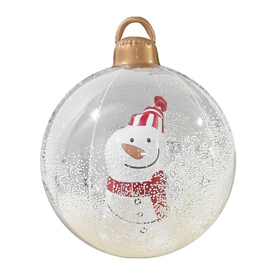 24 Inch Inflatable Christmas Ball Ornament Large Clear Blow Up Ball Christmas Decoration with Snowman Santa Tree Inside for Holiday Yard Lawn Decor