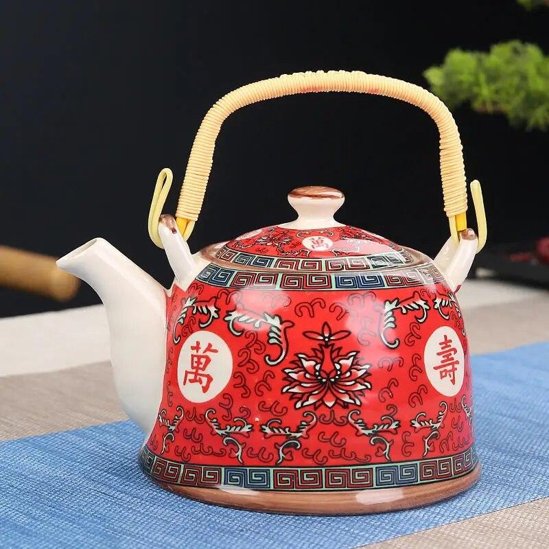 Porcelain Teapot Strainer Net High Capacity 900ML Traditional Retro Ceramic Tea Set Tea Pot Gift Kung Fu