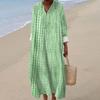 Women's Casual Fashion V-Neck Long Sleeve Floral Print Maxi Dress
