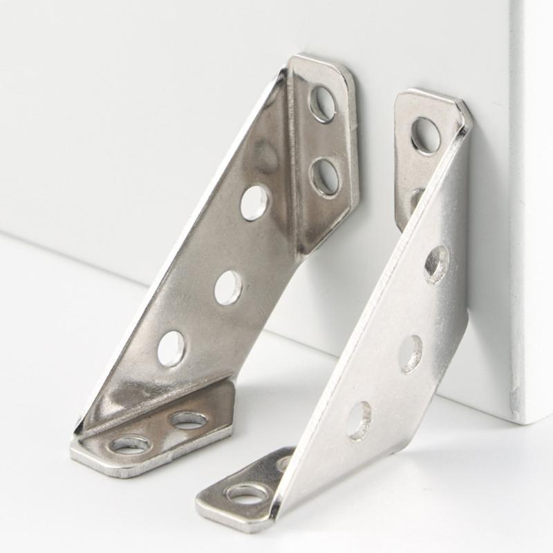 100Pcs Stainless Steel Furniture Corner Connector Cabinet Support Fixing Frame Corners Brace for Wood, Shelf Supports
