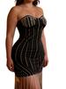 Abito Bandage Sexy Senza Spalline con Nappa Perline Europee e Americane - Elegante Gonna Bodycon da Socialite per Banchetti