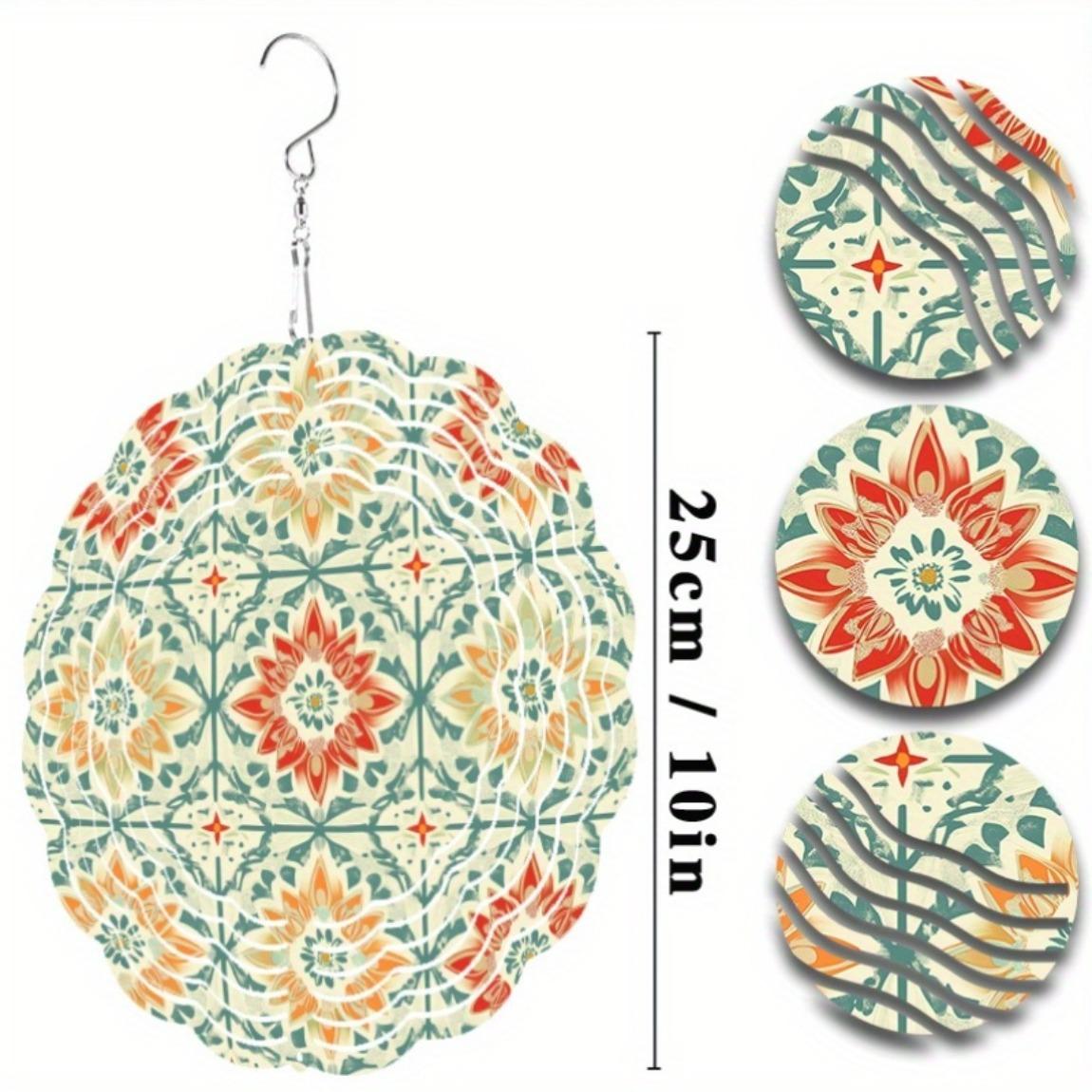 

10 Inch Vintage Floral Wind Chime for Outdoor Garden Decor Rotating Hook Balcony Porch Decoration Durable Metal Wind Chime No Electricity 01A