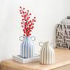 Vase à Fleurs Créatif en Céramique Peint à la Main avec Deux Oreilles, Vase à Rayures Créatives, Décoration pour Arrangements Floraux, Ornements de Table, Cadeaux pour la Maison