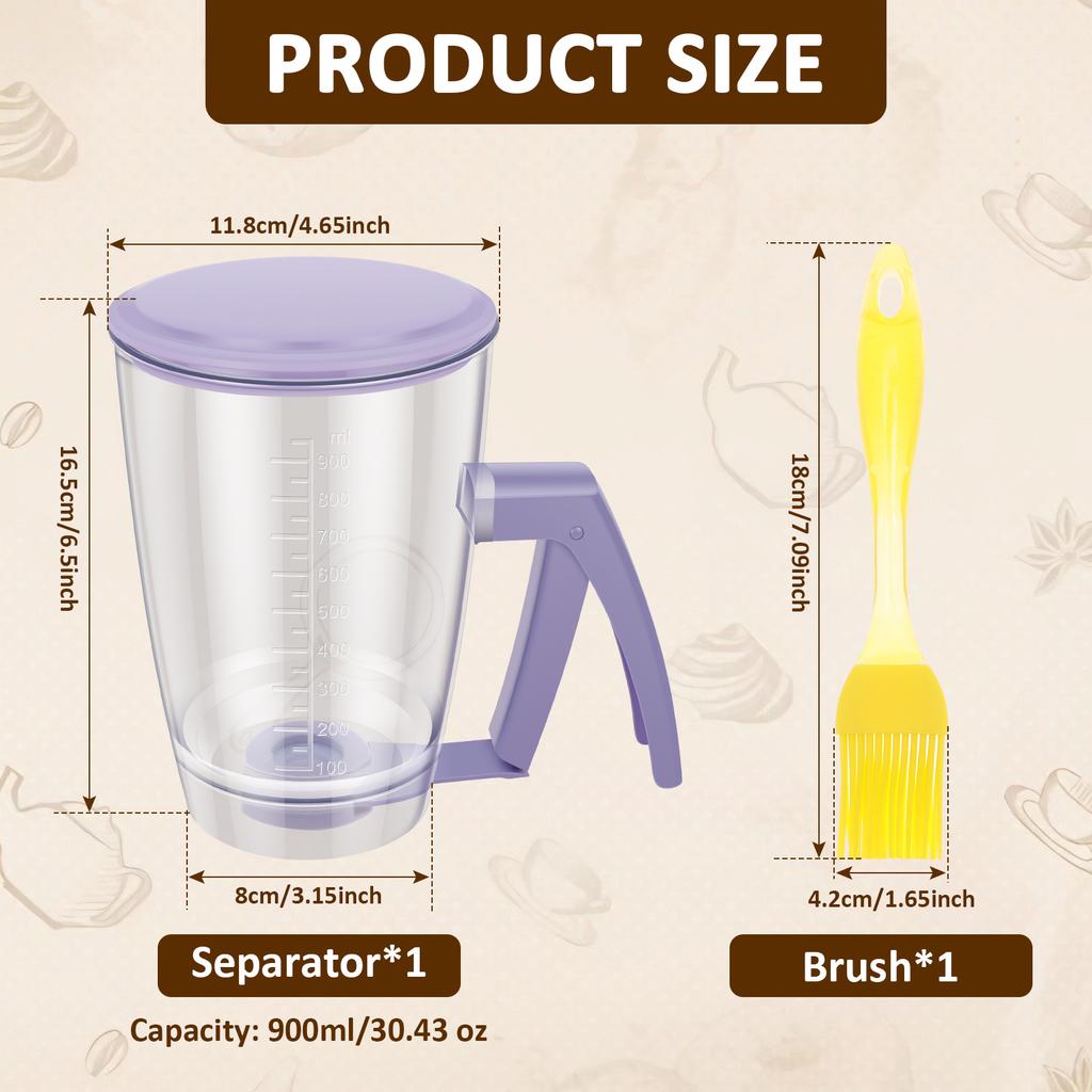 Pancake Batter Dispenser with Squeeze Handle 30.43 oz Batter Separator Baking Tools for Pancakes Cupcake Waffle Muffin Mix Cake