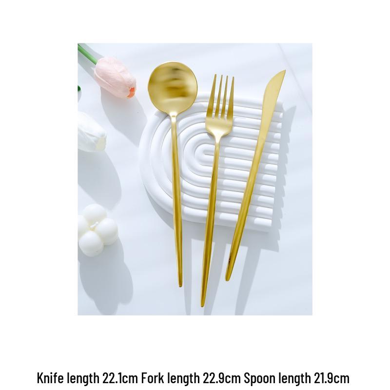 Nordic Gold Rim Steak Knife & Fork Plate Set - Western Dining & Breakfast Tableware