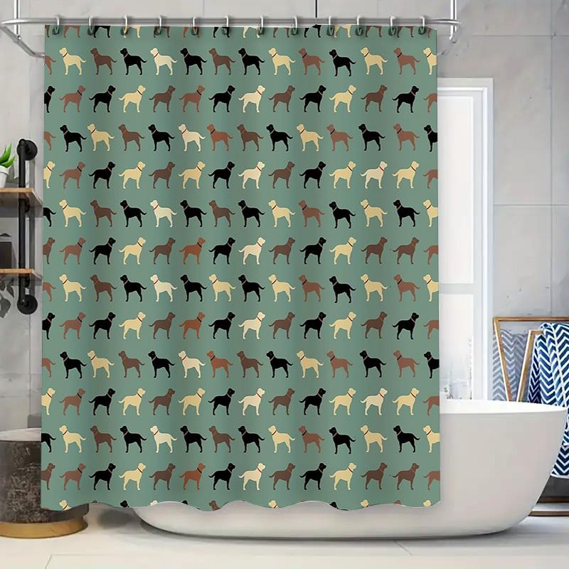 

Golden Retriever Shower Curtain Waterproof Cute Dog Pattern Bathroom Decor Set Vintage Farmhouse Style Home Decor Artistic Print W60H190(CM)-1 Pcs