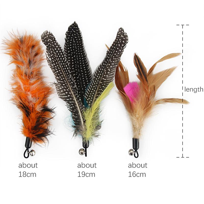5pcs Feather Accessories Of Cat Stick Replace Cat Toy Teaser Stick Replacement Pet Toy