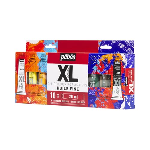 Pebeo Oil Paint XL Set (20ml X 10 Colors + 1 Brush)