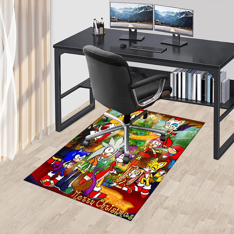 

1pc Sonic the Hedgehog Christmas Chair Mat, Anime Cartoon Design, Non-Slip Carpet for Office and Home Decor, Suitable for All Seasons.I016 60cm by 90cm