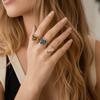 Light Luxury Heart-shaped Stone Ring Stainless Steel Rhinestone Opening Ring  Women Men