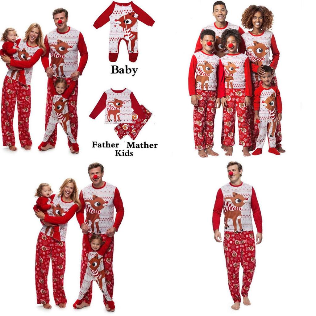 Luxurious Christmas Family Matching Clothes With Adorable Fox Design And Unisex Pajamas Set