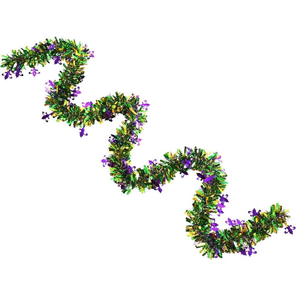 Mardi Gras Decorations Garland 2m Hanging Party Accessory Streamers Green Gold Purple Glittering Garland Decor