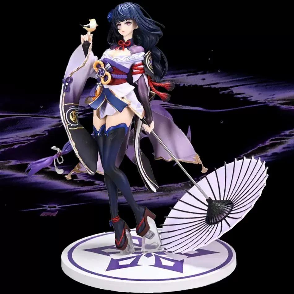 22cm Genshin Impact Generał Piorunów z Parasolką Figurka Anime Gry Model Zabawki Statua Ozdoba na Biurko Kolekcjonerski Prezent dla Fanów