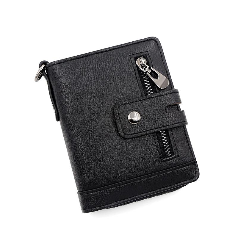 Men Wallets Leather Double Zipper Card Holder Short Male Purse Coin Pocket Vintage Brand High Quailty Men Wallets