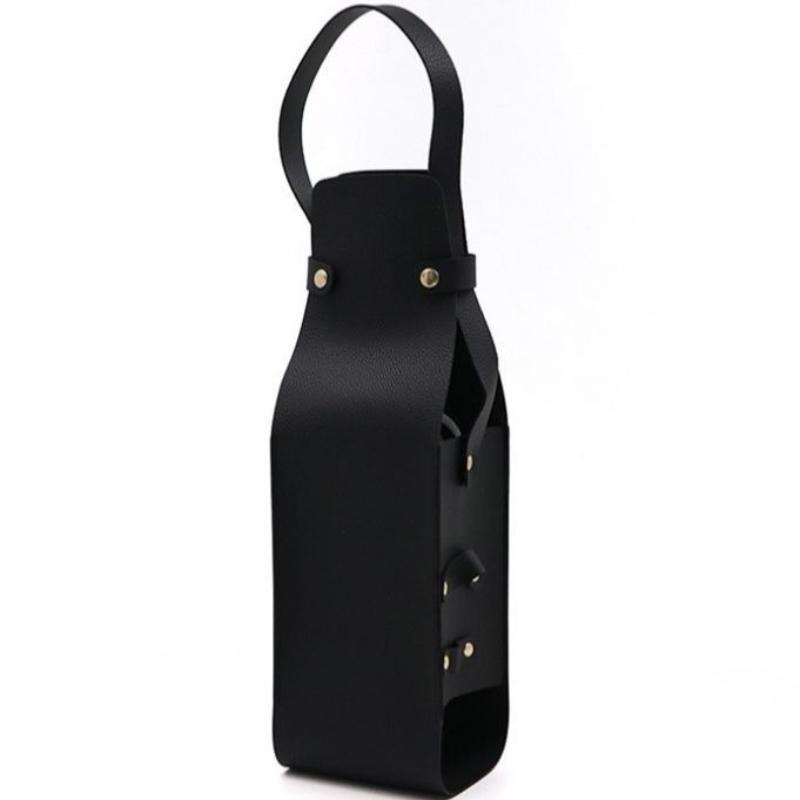 1 Pcs Elegant Reusable Wine Gift Bag Pu Leather Double Layer Champagne Gift Bag Durable Wine Tote Carrier A1