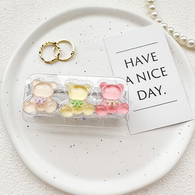 

Three-Dimensional Solid Color Bow Tie Bear Candy Mobile Phone Back Clip Removable Transparent Fine Glitter Adjustable Portable