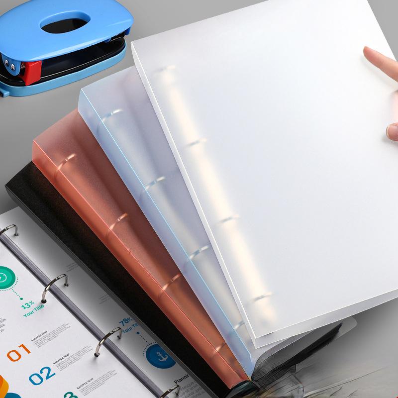 NEW A4 4-hole D-type Clip Clip Blue PP Folder Perforated Transparent Binder Folder A4 Folder