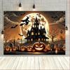 1 item a spooky Halloween scene with a ghostly atmosphere featuring a vibrant polyester background fabric
