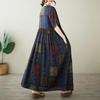 Kortärmad Plus size bomull vintage blommig ny i klänningar för kvinnor avslappnad lös lång sommarklänning
