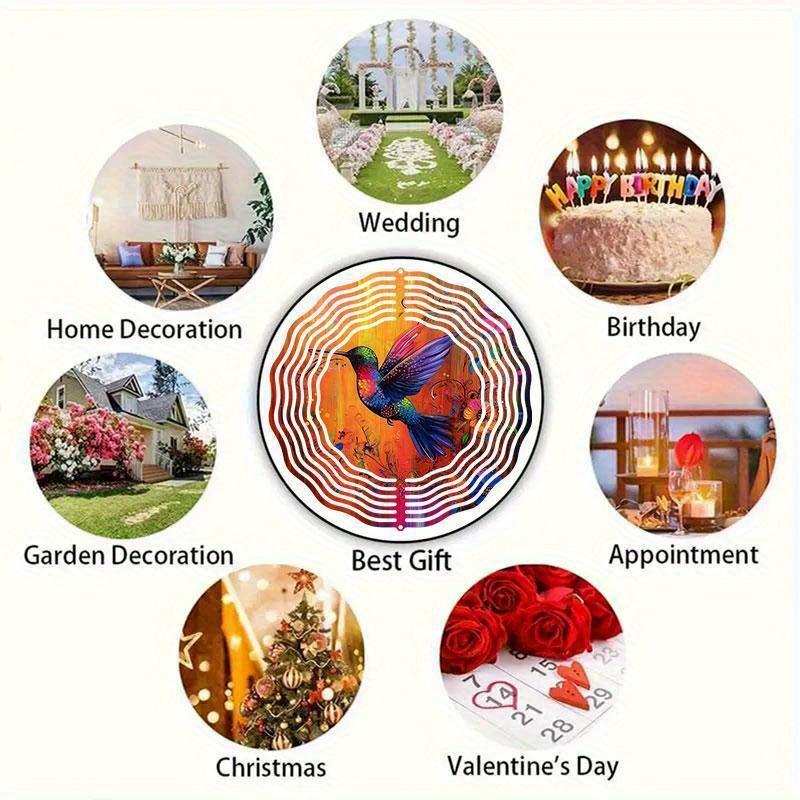 10 Zoll Hängender Windspinner mit 360-Grad-Haken für Balkon-Gartendekor Frühling Sommer Außendekoration