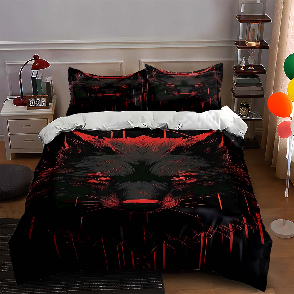 

Wolf face illustration. Bedding Duvet cover sets Duvet covers Pillowcases gifts (1 * Duvet Cover 2 * Pillowcases, without duvet insert) 135x200cm