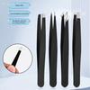 1Pcs Precision Stainless Steel Slant Tip Tweezers for Eyebrow & Facial Hair Removal Blackhead Removal Pointed Angle Tip