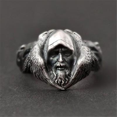 Amulet Ring Wolf Ring for Men Animal Wolf Jewelry for Men Boys Retro Wolf Totem Rings Wolf Signet Rings Norse Viking Wolf Head Ring