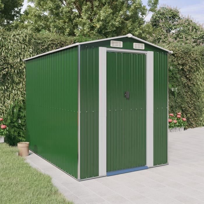 3147428 vidaXL Abri de jardin Vert 192x274x223 cm Acier galvanisé